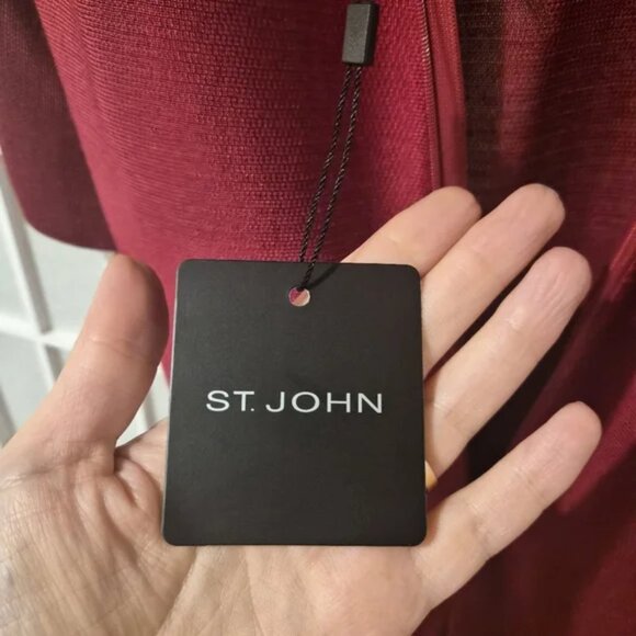 ST. JOHN Wool-Blend Knit Sheath Dress Cardinal Red NWT Sz 6 - Picture 10 of 12